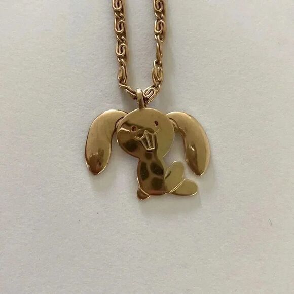 Vintage 1976 Avon Flopsy Bunny Swing Ears Necklace - Picture 3 of 5